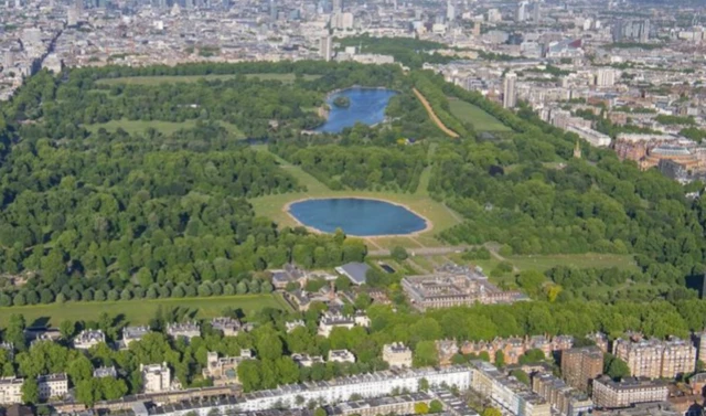 Hyde Park with green grass in July this year