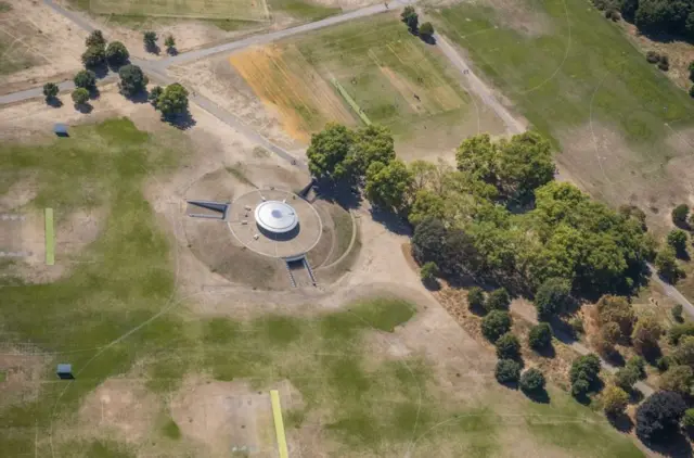 Regent's Park with parched grass and small areas of green grass