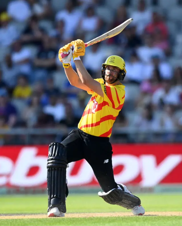 Dawid Malan hitting a boundary for Trent Rockets