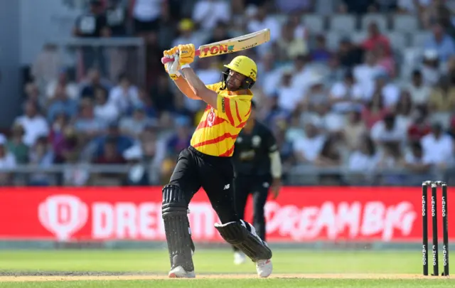 Dawid Malan hits a six for Trent Rockets