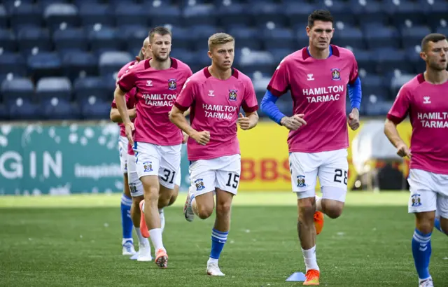 Kilmarnock players warming up