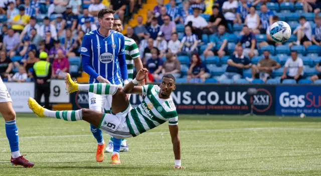 Moritz Jenz scores for Celtic against Kilmarnock