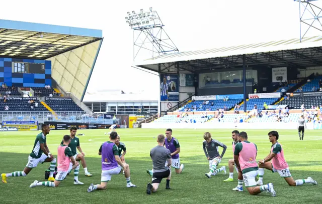 Celtic players warming up