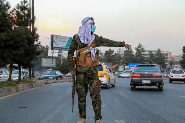 A Taliban security checkpoint in Kabul