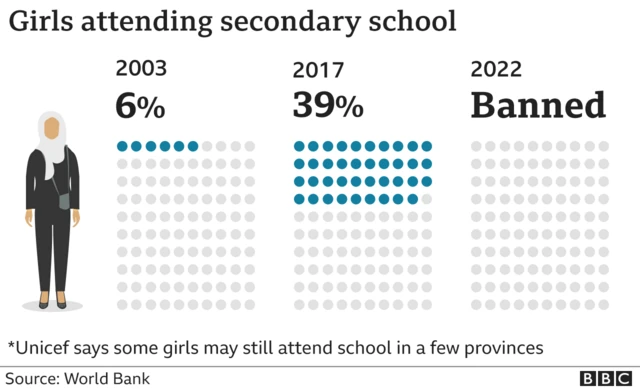 Chart showing proportion of girls in secondary education