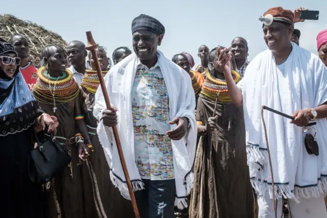 Kenya's vice-President William Ruto (C) in traditional Borana attire