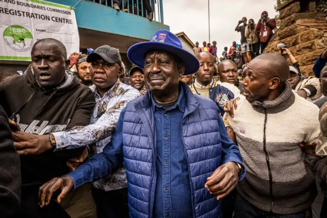 Raila Odinga during campaigning.