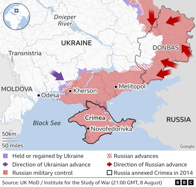 Map showing south Ukraine