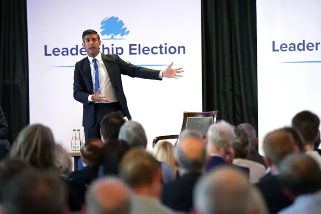 Rishi Sunak speaks during the Tory leadership hustings in Northern Ireland