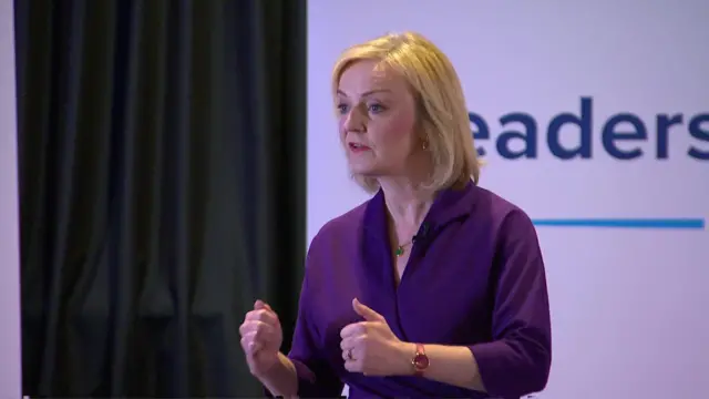 Liz Truss addressing the Tories' Northern Ireland hustings