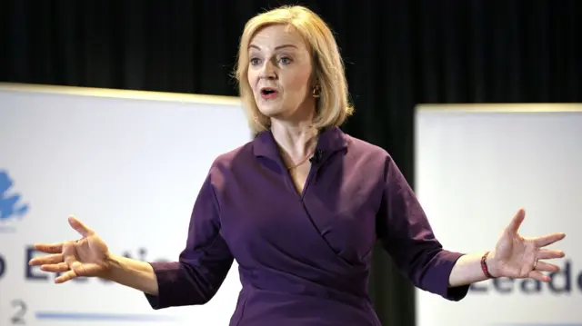 Liz Truss addressing the Northern Ireland hustings