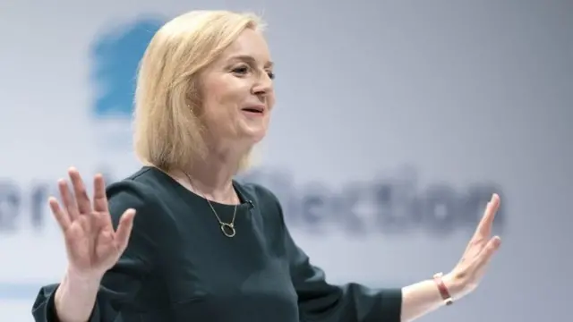 Liz Truss speaks at an event