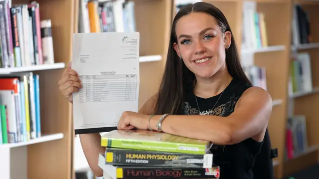 Celyn Rose poses with her grade sheet