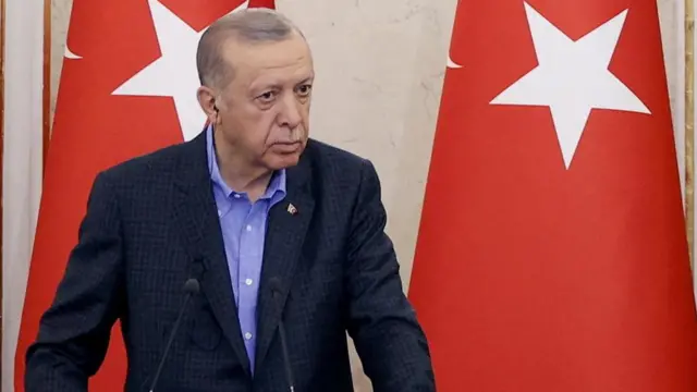 Turkey's President Erdogan speaks at a press conference