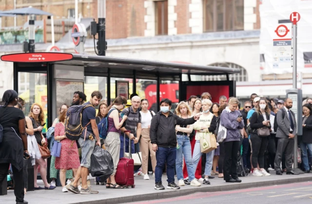 Queues outside Victoria bus station