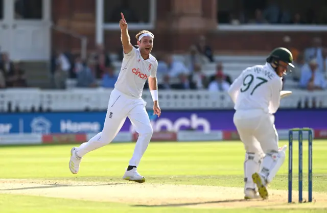 England bowler Stuart Broad in Lord's Test v South Africa