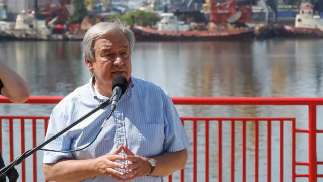 UN chief António Guterres speaks in Odesa