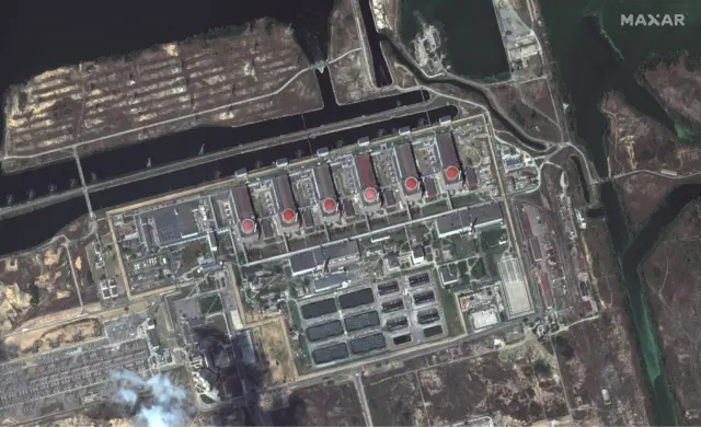 A satellite image of Zaporizhzhia nuclear power plant taken on Friday