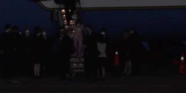 Pelosi landing at the airport