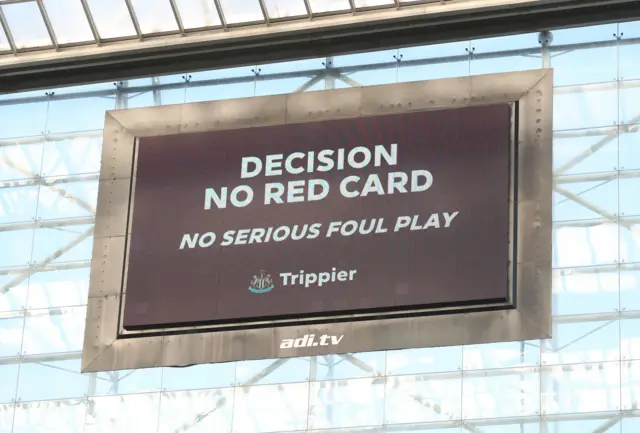 Video screen shows VAR decision