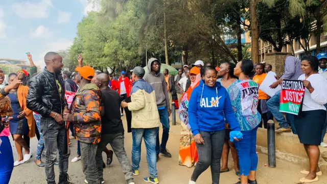 Raila Odinga supporters outside the Supreme Court