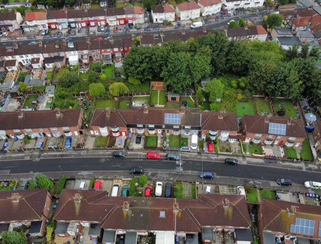 Drone shot of Dovecot area crime scene after shooting