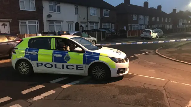 Police cordon at the scene in Dovecot, Liverpool