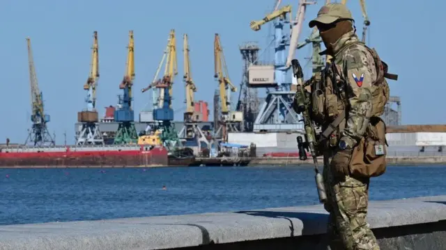 A Russian soldier in Mariupol