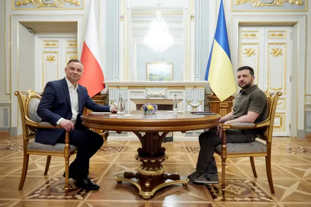 Ukraine's President Volodymyr Zelensky and Poland's President Andrzej Duda meet in Kyiv