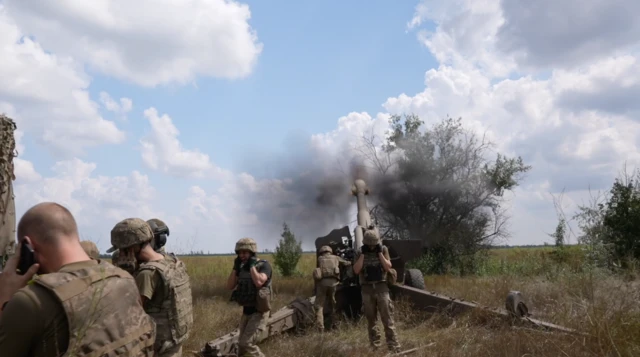 The artillery team near the front line