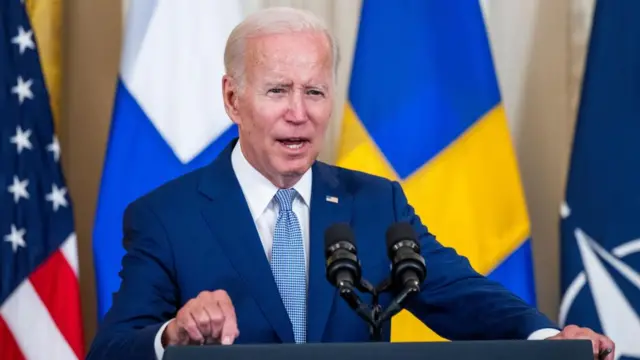 President Biden gives a speech earlier in August