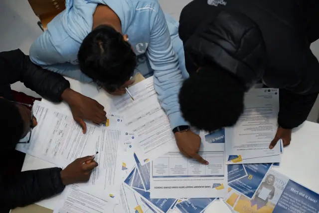 Pupils decide on their options after receiving their GCSE results at the Oasis Academy Hadley in Ponders End, London