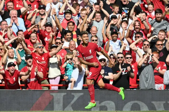 Roberto Firmino scores for Liverpool