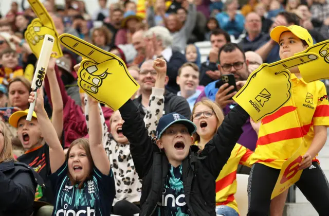 Trent Rockets fans celebrating a wicket