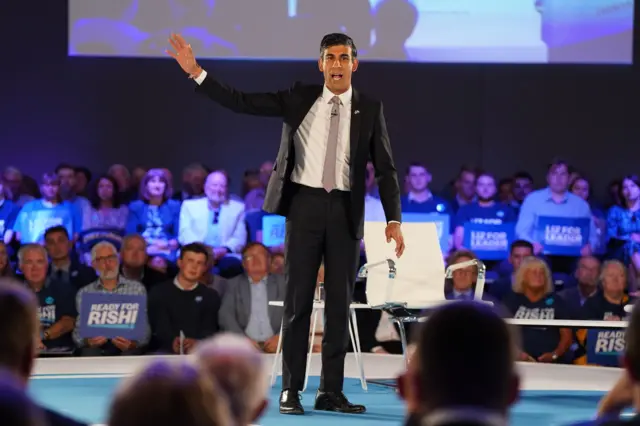 Rishi Sunak speaking at the All Nations Centre in Cardiff