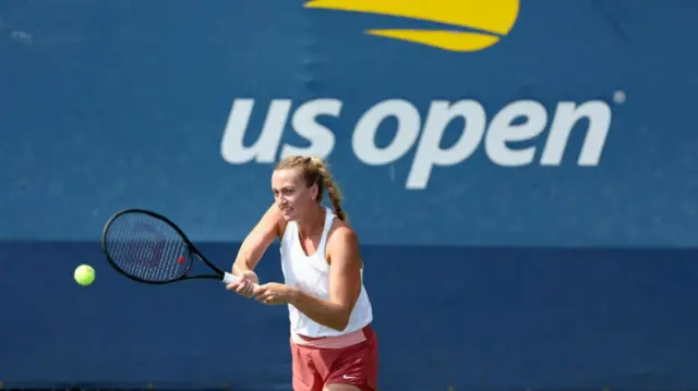 Petra Kvitova hits a backhand