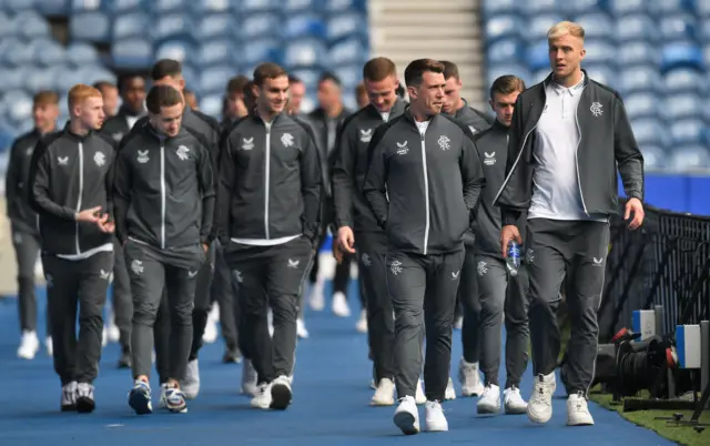 Rangers players enter Ibrox