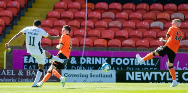 Livingston's Christian Montano scores against Dundee United