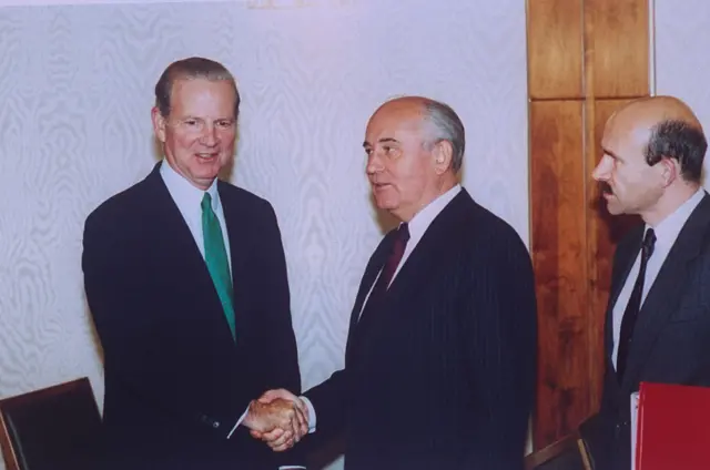 Mikhail Gorbachev with James A baker