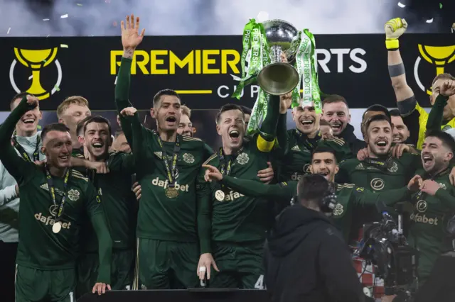 Celtic celebrate winning last season's League Cup final