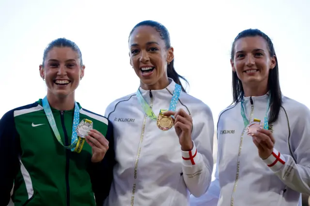 Katarina Johnson-Thompson with her gold medal