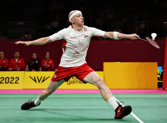 England's Toby Penty playing badminton Commonwealth Games