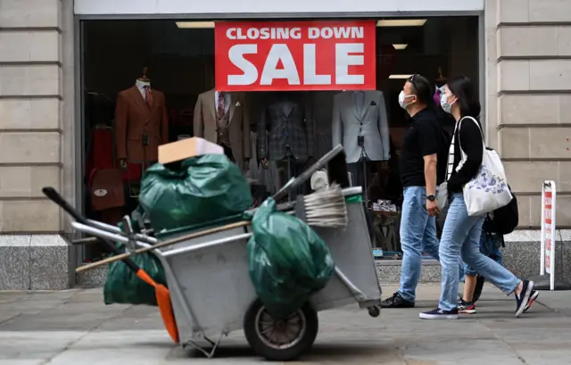 A closing down sale at a store in central London, 04 August 2022