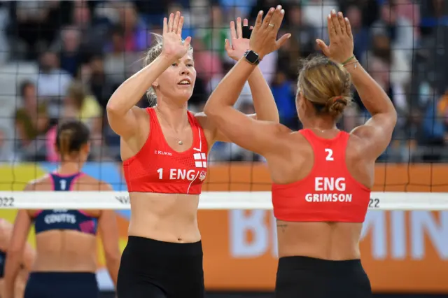 England beach volleyball pair Mumby and Grimson