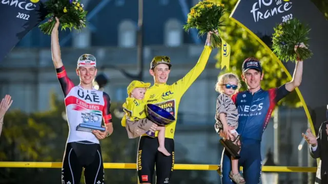 Geraint Thomas on the Tour de France podium