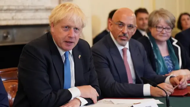 Boris Johnson and Nadhim Zahawi during a cabinet meeting