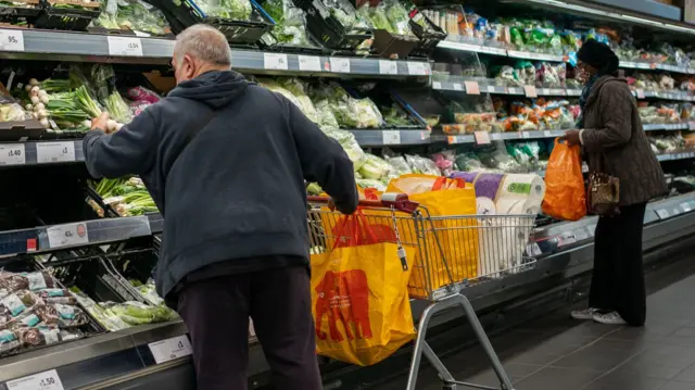 Shoppers in a supermarket