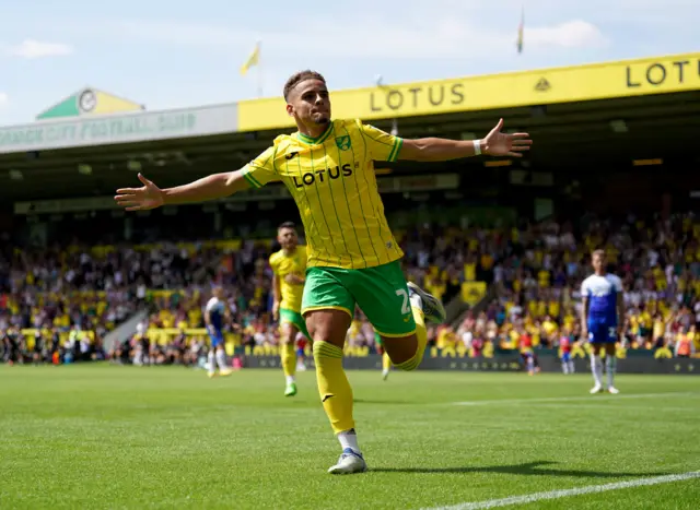 Max Aarons celebrates