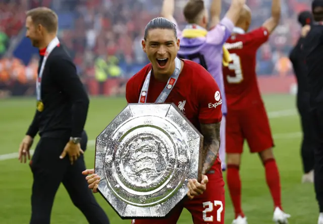 Darwin Nunez with the Community Shield in 2022