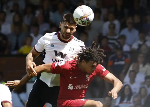 Aleksandar Mitrovic scores against Liverpool